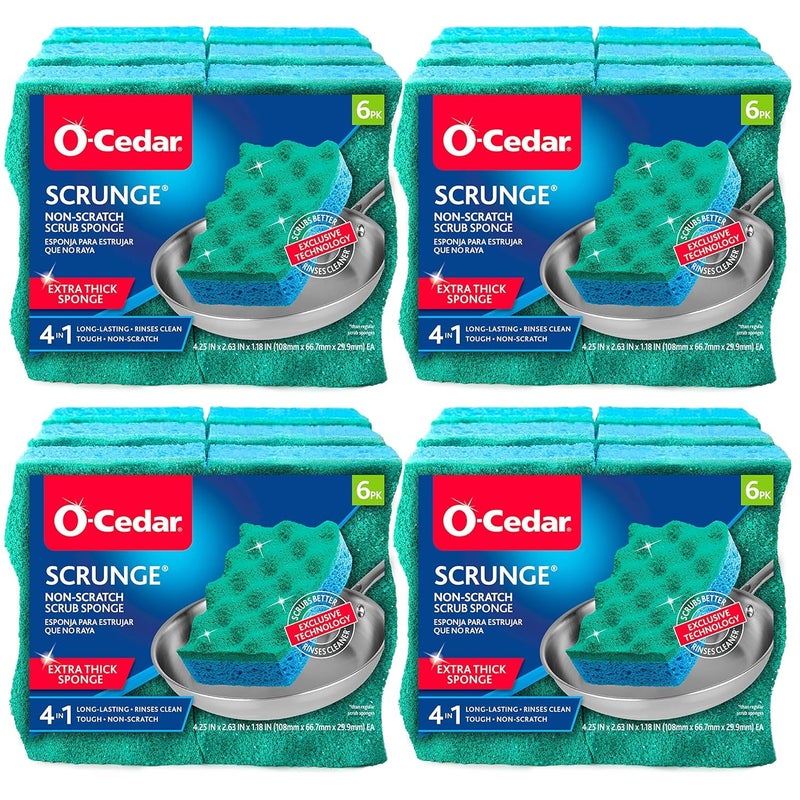 o cedar O-Cedar Multi-Use Scrunge Scrub Sponge 6 Count (Pack of 4) - Image 1